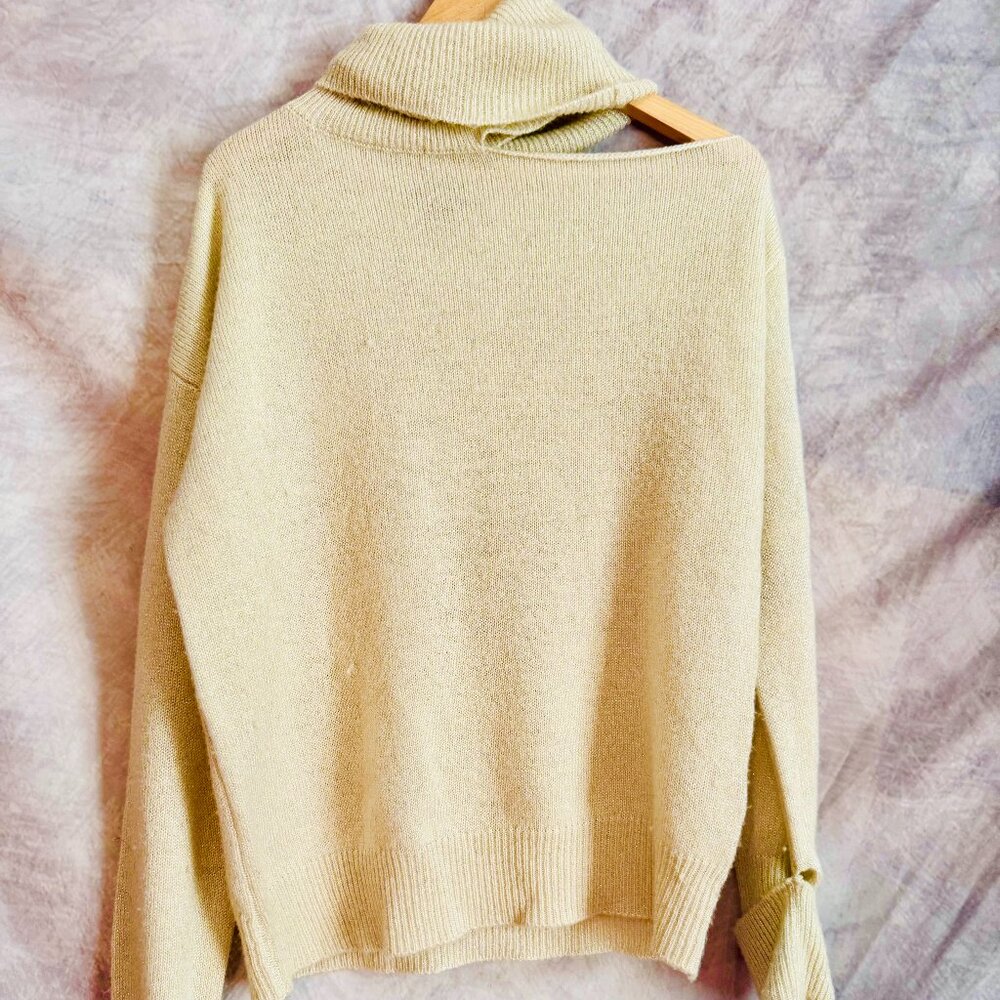 Paige Off Shoulder Cowl Neck Sparkling Sweater - Size Medium - Sexy